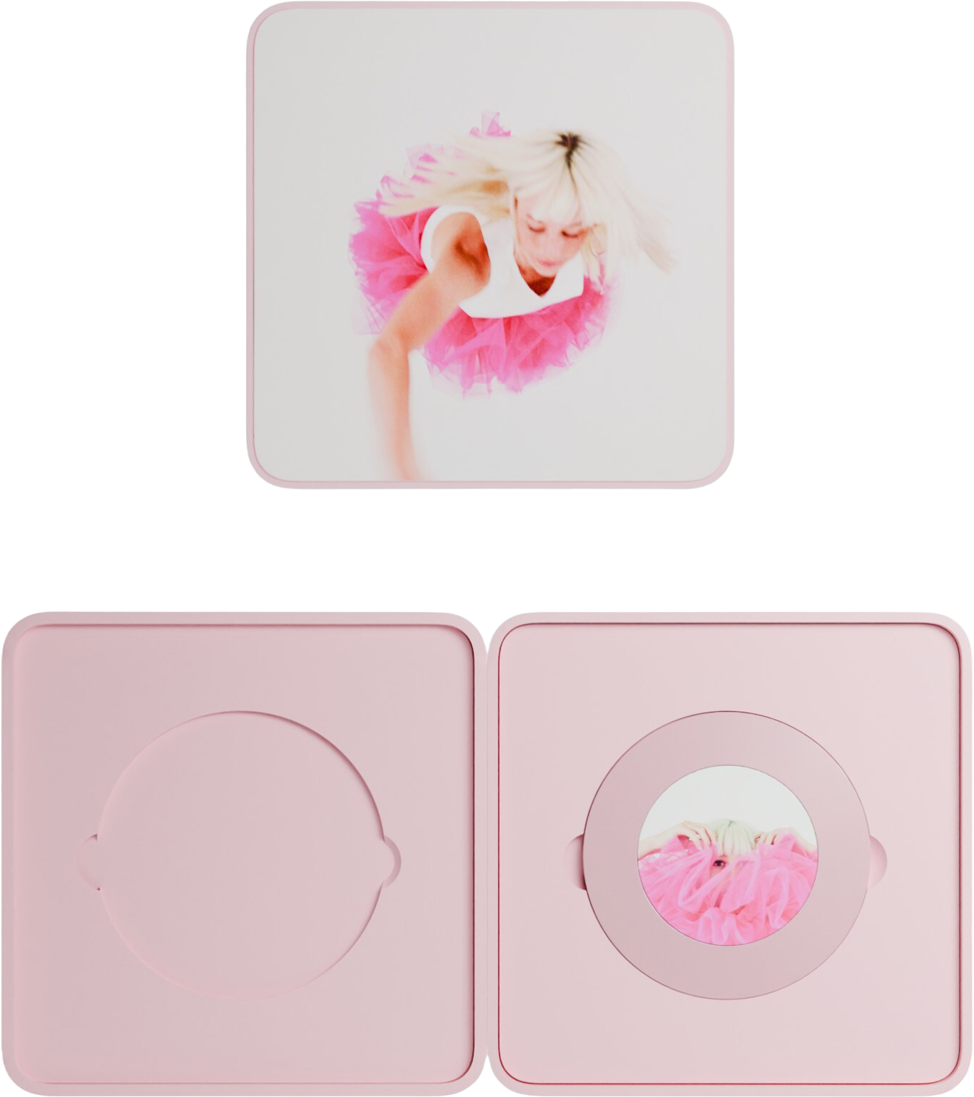 Pink AudioPhysical music object shown open with its collectible artwork